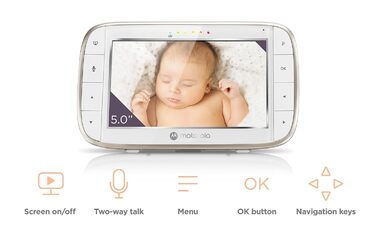 Із додатком Motorola Nursery та 5-дюймовим батьківським блоком - нічне бачення, температура та двосторонній зв&39язок Білий/золоти