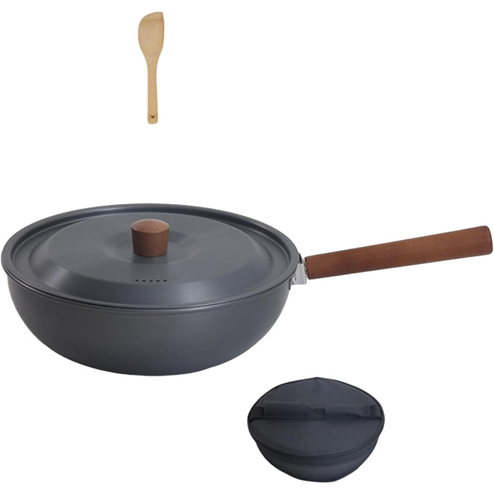 Портативні горщики для пікніка для кемпінгу, сковорода з алюмінієвого сплаву для зовнішнього використання, дерев&39яна ручка, посуд для вок, легка антипригарна сковорода, портативні, знімні горщики з довгою ручкою