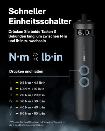 Електричний Шуруповерт з Інтелектуальним Дисплеєм, 6 Режимів Моменту (0.5-6 Нм), Набір Біт 1/4 (30 шт.), Акумулятор 2000 мАг, USB-C, для Електроніки та Домашнього Ремонту