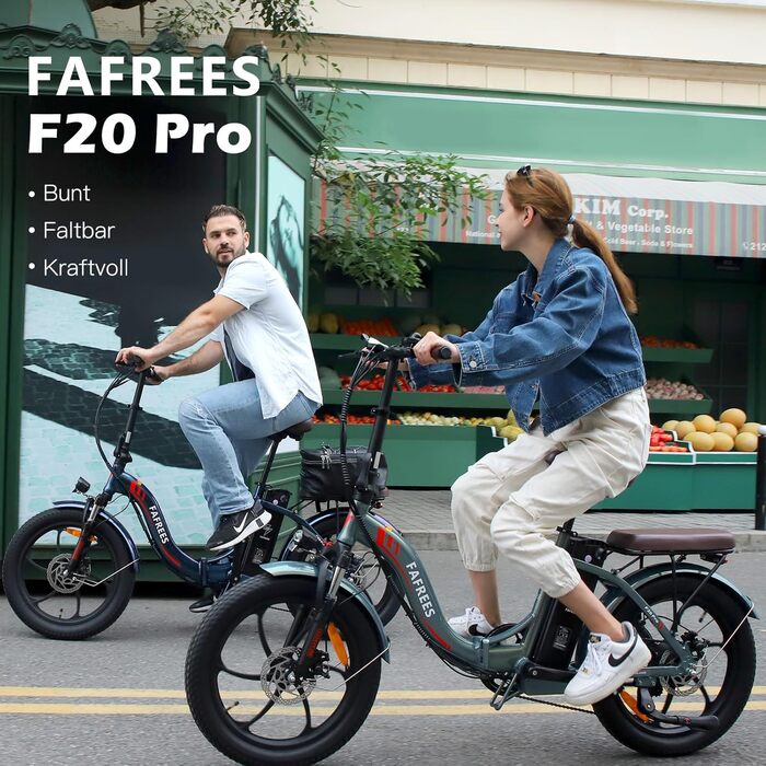 Складний велосипед Fafrees E Bike, 20-дюймовий електричний велосипед для чоловіків та жінок до 25 км/год зі знімним акумулятором 36V 18AH, двигуном 250 Вт та гірським велосипедом з 7S передачами, F20 Pro Green