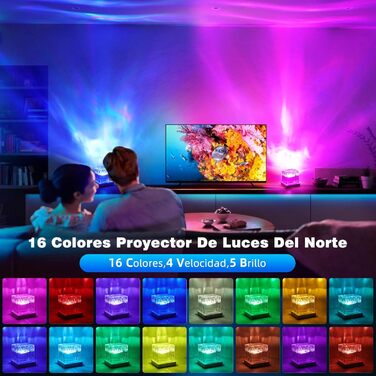 Проектор &quotПівнічне сяйво&quot, світлодіодний 16 кольорів та зміна режиму, сучасний/футуристичний/космічний проектор, спальня/вечірка/ігрова кімната, подарунок на День святого Валентина DENG-2