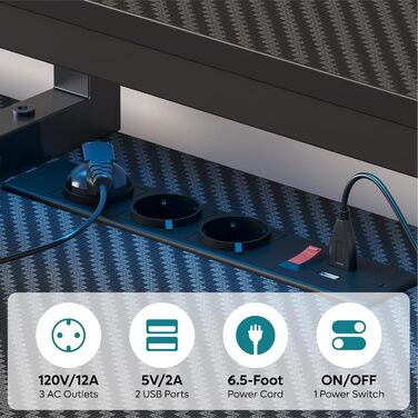 Ігровий стіл Storeo Imp, 188 см, метал / дерево / вуглецеве волокно, чорний