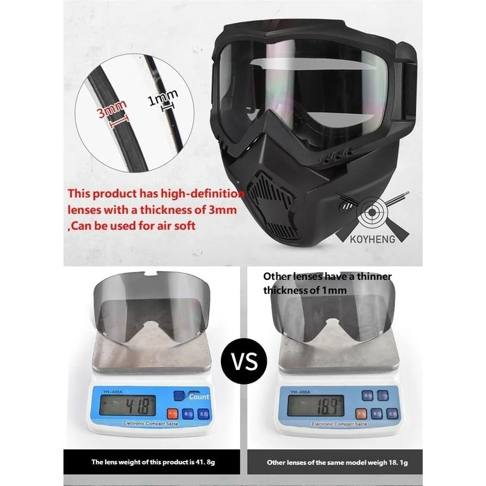 Страйкбольний шолом та повнолицьова маска, знімні страйкбольні окуляри, пейнтбольний шолом PJ Fast з переднім кріпленням для ПНВ та бічною планкою, сині лінзи