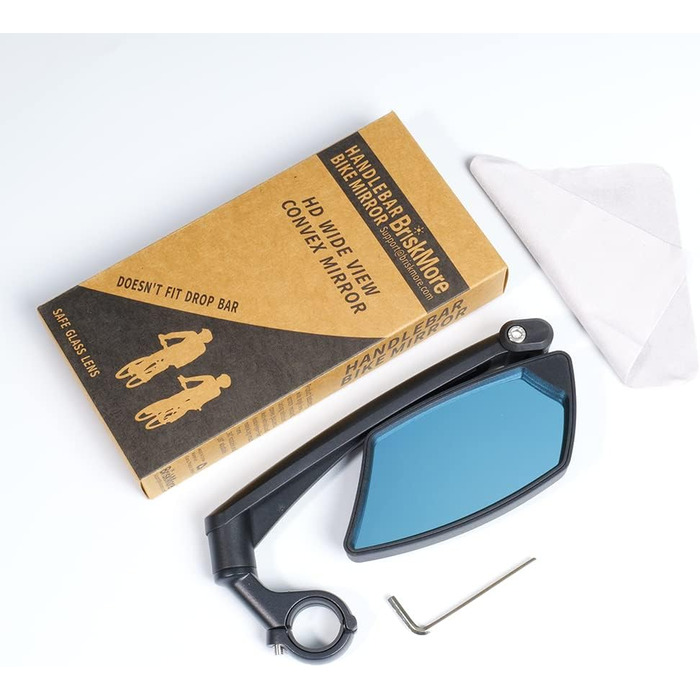 Велосипедне дзеркало BriskMore на кермі, стійке до подряпин скляне дзеркало, регульоване та поворотне безпечне велосипедне дзеркало заднього виду F Синя лінза для правого боку