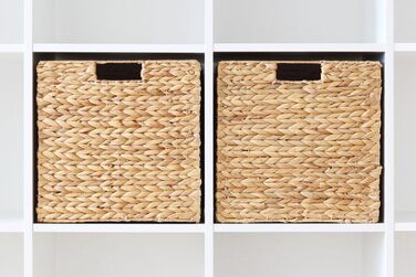 Кошики Kallax, набір з 2 шт. Виріб з натурального водяного гіацинта Ідеально підходить для полиць Kallax 34 x 32 x 32 см Міцний кошик для зберігання Складаний Спеціальна пропозиція