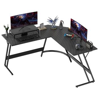 Геймерський стіл Yansee L-подібної форми, кутовий стіл для геймерів, великий комп&39ютерний стіл, 130x130 см, чорний