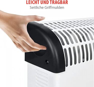 Електричний конвекційний обігрівач alpina CHYO2 електричний радіатор потужністю 2000 Вт з регульованим термостатом та функцією турбо для приміщень площею до 15 м білий