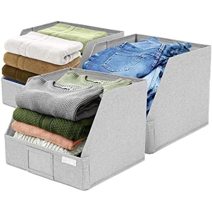 Трапецієподібні кошики для зберігання, тканинні контейнери для одягу, рушників, 3 шт.
