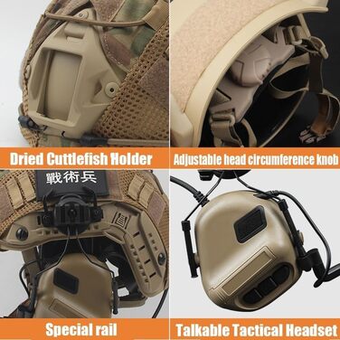 Військовий тактичний шолом із чохлом для страйкбольного шолома та військовою гарнітурою, регульований тактичний швидкий захисний шолом для пейнтболу на відкритому повітрі, полювання, ігор BBS