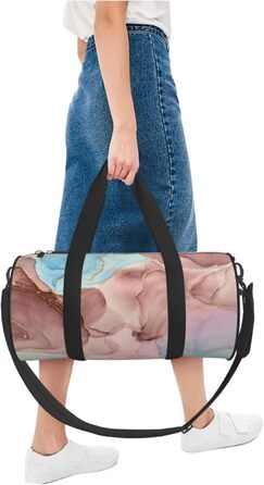 Спортивна сумка-мішок для подорожей та пляжу, барвистий мармуровий принт, чорний колір, універсальний розмір, дорожня сумка