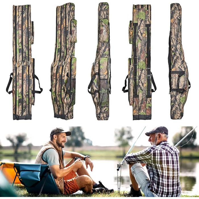 Сумка для вудки сумка для вудилища сумка для вудки на 3 відділення, 150см чохол для вудки чохол для вудки сумки для вудки водонепроникні складні інструменти для вудок, підсадки та тримачі для вудок темні камуфляжні