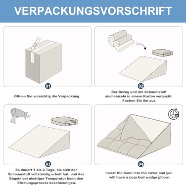 Клиноподібна подушка HAVARGO для ліжка та дивана - Двошарова подушка для читання з піни з ефектом пам&39яті - Ергономічна клиноподібна подушка для ліжка від рефлюксного апное сну, ідеальна подушка для підтримки спини під час гри - 55x55x25 см