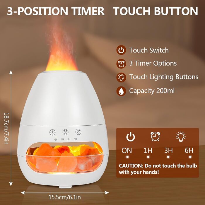 Аромадифузор, полумя зволожувача Glovios 200 мл, дифузор ефірних олій із функцією синхронізації, ароматична лампа для домашнього офісу, ароматична йога, безводне автоматичне відключення/низький рівень шуму (білий)