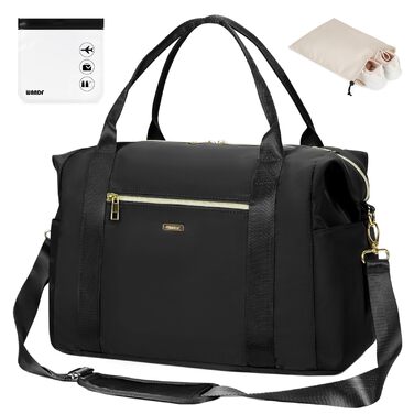 Ручна поклажа Ryanair 40x30x20, ручна поклажа Ryanair 40x20x25 з косметичкою 20 x 20 см (прозора) та чохлом для взуття, дорожня сумка/сумка для вихідних WANDF (чорна 20 л), чорна 20 л, 20 л для авіакомпаній Ryanair