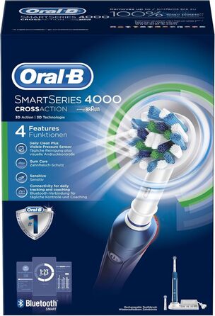 Електрична зубна щітка Oral-B SmartSeries 4000 CrossAction Щоденне чищення/Захист ясен/Чутливий синій