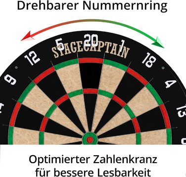 Комплект мішені для дротиків Stagecaptain DBS-1715C Bullseye Champion - професійна мішень для дротиків із сизалевої сталі - регульована по висоті чорна підставка для дротиків із сумкою - 6 дротиків та 4 комплекти дергаків