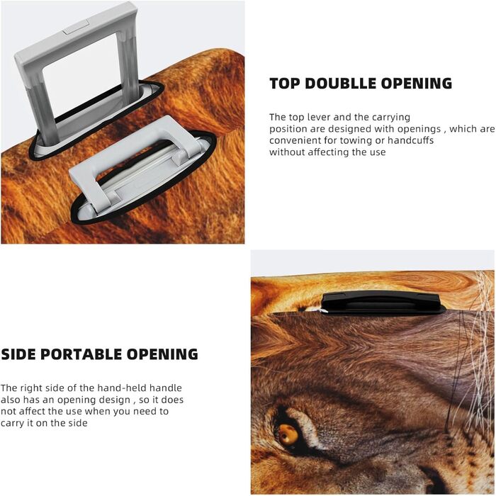 Чохол для валізи Cool Lion, міцний захист багажу, підходить для валіз розміром 45.7-81.3 см, Чорний, Великий