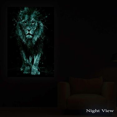 Полотно настінний живопис - Лев у кольорах - Картина готова повісити для вітальні Велика картина для прикраси будинку Друк Сучасни