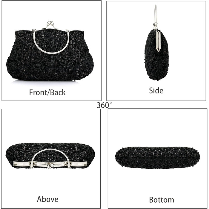 Жіноча клатч-сумочка з перлами ручної роботи, вечірня сумочка для вечірок та весіль (Чорна)