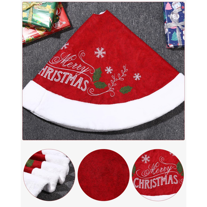 Спідниця для ялинки із візерунком сніжинок та написом "Веселого Різдва" 122 см SOBEAU