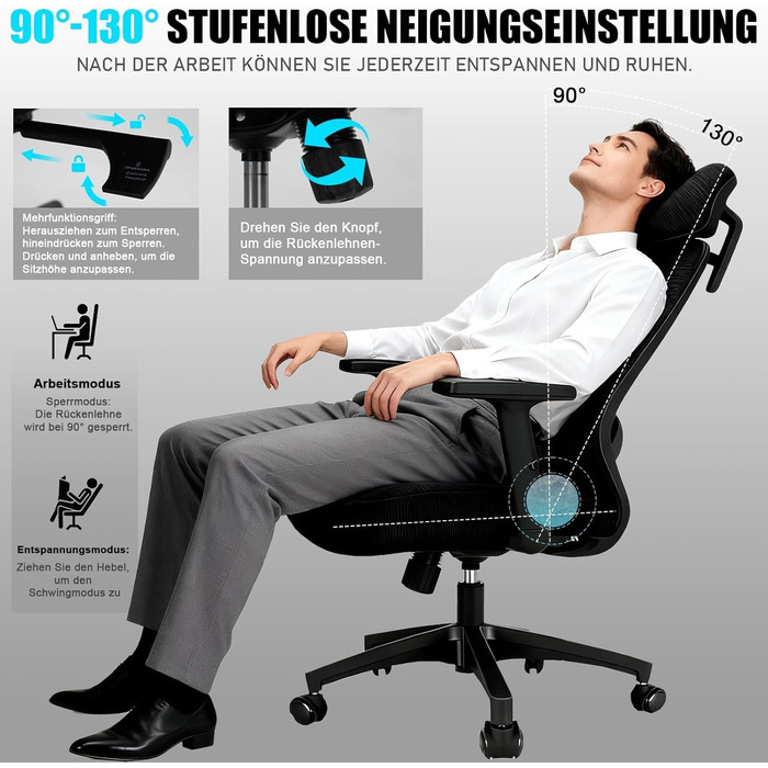 Ергономічне офісне крісло Storeo Imp, до 150 кг, сітка, чорний