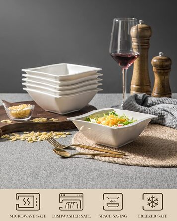 Серія FLORA, набір мисок для порцелянових кремових пластівців з 6 предметів, миска для рису 450 мл, десертна миска для закусок для