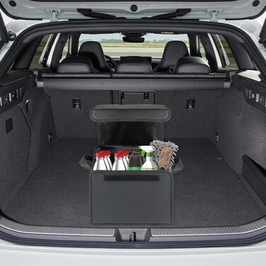 Складаний органайзер для багажника з PU-шкіри багатофункціональний контейнер для автомобіля, позашляховика та пікапа велика місткість нековзна основа водонепроникний (PU)