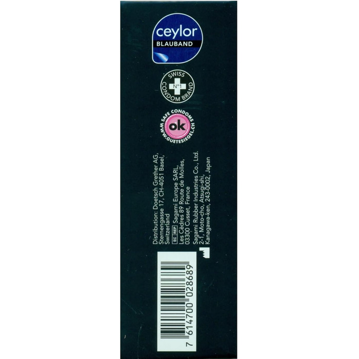 Презервативи Ceylor Blue Band 12 зі зволожуючим мастилом, упаковані в гігієнічну бляшанку, легко відкриваються, швидше наносяться, преміальна якість зі Швейцарії
