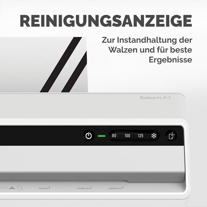 Ламінатор Fellowes Saturn A4 для офісу InstaHeat, час прогріву 60 секунд, усунення застрягання, автоматичне вимкнення для ламінату 80/100/125 мікрон включає 10 ламінаторів для дому та офісу (один)