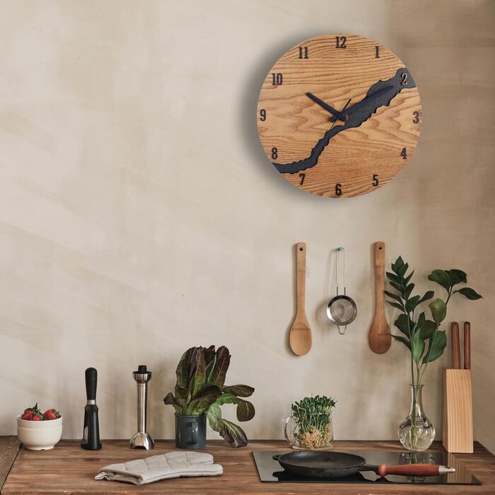 Настінний годинник Beflourish Сучасний настінний годинник без шуму дерева 30 см для офісу, вітальні, кухні, шкільної дитячої кімна