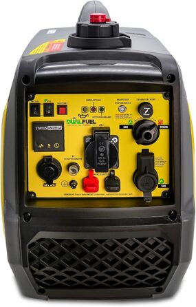 Двопаливний інверторний генератор - Портативний бензиновий/зріджений газорозподільний генератор потужністю 2300 Вт - 4-тактний аварійний генератор з системою AVR - Тихий, легкий, компактний - Можлива паралельна робота