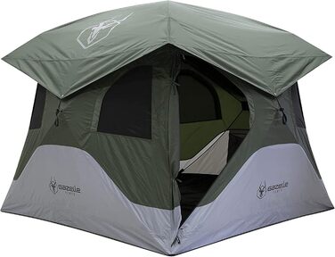 Намет кемпінговий квадратний 4-місний Gazelle Tents T4 Hub GT400GR – швидке встановлення 90 с, знімна підлога, водонепроникний, UV-захист