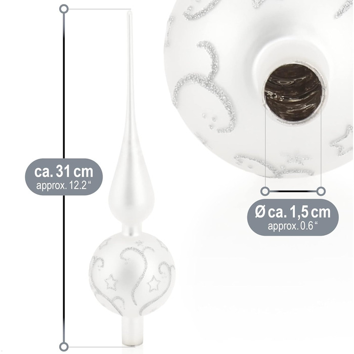 Різдвяна верхівка для ялинки 33 см біла com-four