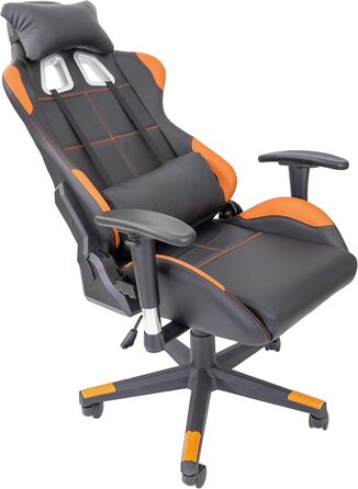 Преміальне гоночне крісло XL, офісне крісло, ігрове крісло XL, крісло керівника, обертове крісло Fire - Робоче крісло з поперековою опорою - Ігрове крісло - Витримує до 150 кг - Штучна шкіра - Чорний/Помаранчевий Fire (Помаранчевий)
