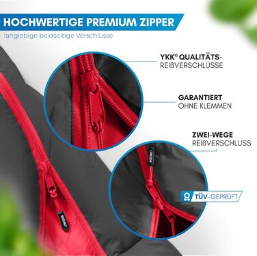 Спальний мішок для дорослих NORDMUT Маленький розмір упаковки та надлегкий (900/1500 г) 3-сезонний (250 г/м) та літній спальний мішок (100 г/м) Муміїний спальний мішок для кемпінгу, активного відпочинку та фестивалів, сірий, 3-сезонний спальний мішок