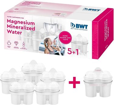 Картриджі фільтра для води з мінералізованою магнієм BWT, пластикові, білі, 6 шт. (1 упаковка), 6 шт.