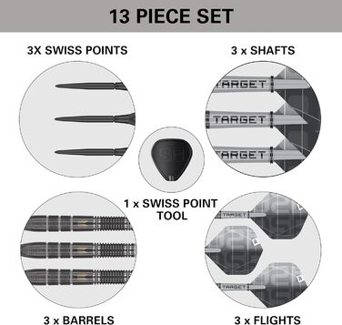 Набір дротиків Target Darts Nathan Aspinall x Echo зі швейцарським наконечником з вольфрамової сталі 90 дротики ASP Player Edition, дротики Pro Grip та дерги Pro Ultra No.2, в комплекті інструмент SP Tool, професійні набори дротиків 23 г