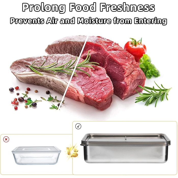 Набір із 4 контейнерів для свіжих делікатесів, харчові контейнери з нержавіючої сталі, штабельовані холодильні контейнери, придатні для охолодженого та замороженого зберігання сиру, ковбаси та інших продуктів.