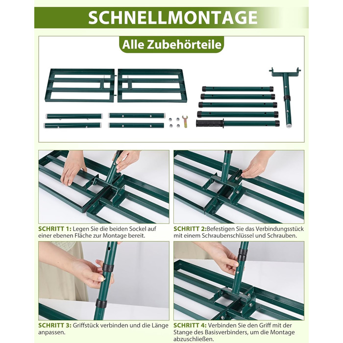 Гребінь для газону Rasen Rakel 76x25 см з ручкою 198 см, вирівнювач газону, широкий гребінь для піску, садовий аератор/гребінь для подвір'я, газону та гольф-поля (198 см, 76x25 см)