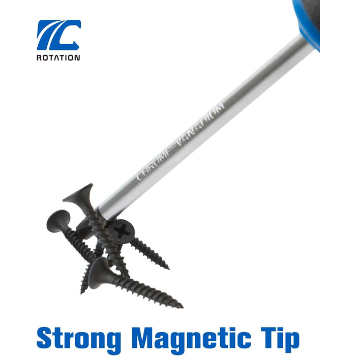 Набір викруток ROTATION 6 предметів з магнітними наконечниками 3 хрестові та 3 плоскі викрутки, професійна ручка-подушка 6-частинний набір ручного інструменту, синій