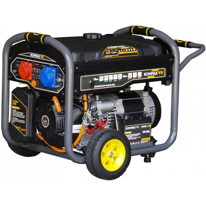 Двопаливний генератор 10 кВА ПОВНИЙ КОМПЛЕКТ Бензиновий та пропановий аварійний генератор 230/400 В Мобільний, включаючи подовжувач на 4 контакти, газовий балон та аксесуари