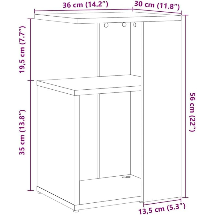 Журнальний столик, імітація переробленої деревини, 36x30x56 см, інженерна деревина, стіл для зберігання речей, столик для дивана, стіл для вітальні, акцентний столик, столик з лампою, маленький столик