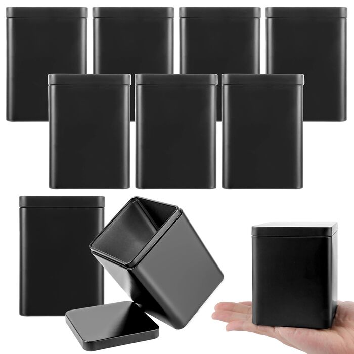 Класичних квадратних чайних банок, баночки для розсипного чаю, 8811 см - набір металевих ароматизованих чайних банок, бляшанки для спецій (сірі), 10