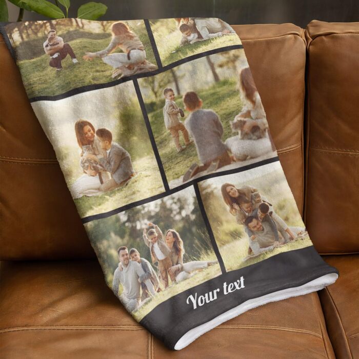 Персоналізована фотоковдра Ferocity з 6 вашими фотографіями 150x200 см Диванна ковдра Суперм&39яка надзвичайно затишна ковдра для родини, друзів, братів і сестер, веселий подарунок Чорний колаж 081 150 x 200 см
