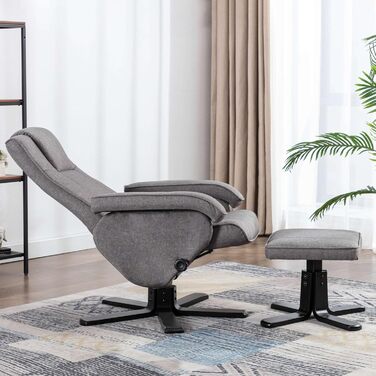 Крісло-табуретка з відкидною спинкою для телевізора, обертове крісло, поліестер, дерево, сірий колір