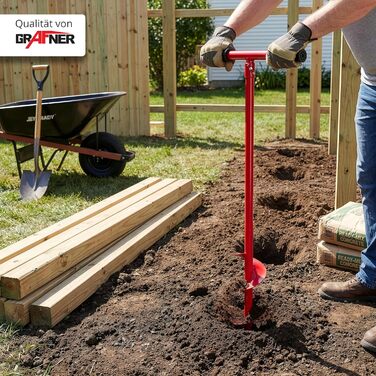 Бурильний пристрій Grafner для свердління отворів до Ø 100 мм, надміцний, зі сталі, з великим шнеком, антиковзними ручками, ідеально підходить для встановлення стовпів парканів, посадки дерев, кущів та рослин, бури для землі