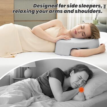 Ергономічна подушка для сну на боці з проймою Ортопедична подушка з піни з пам&39яттю форми для підтримки шиї та плечей Подушка для сну на боці, спині та животі Чохол, який можна прати, сірий