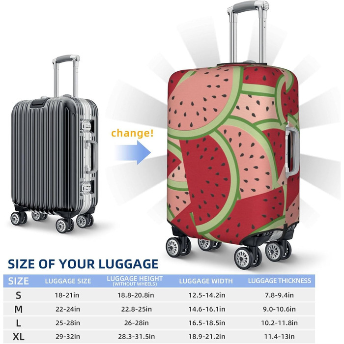 Чохол для валізи Кавун BAFAFA, захисний еластичний чохол від подряпин та пилу, чорний, розмір 95