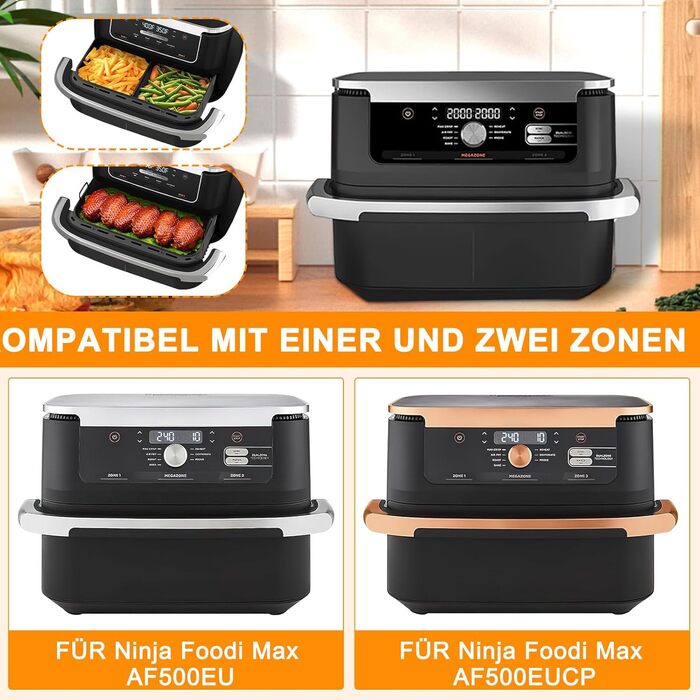 Аксесуари для фритюрниці Ninja Foodi Flexdrawer AF500 10.4 л, силіконова форма для аксесуарів для фритюрниці, аксесуари для фритюрниці з силіконовою вставкою для двозонної фритюрниці (110.4 л і 25.2 л)