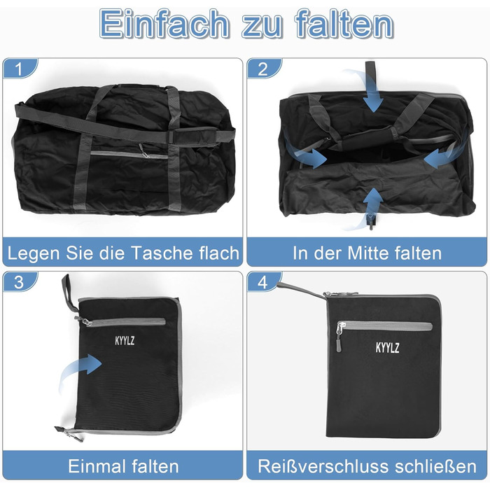 Складана дорожня сумка об&39ємом 85 л для жінок та чоловіків, ручна поклажа, велика дорожня сумка з відділенням для взуття та кількома кишенями, спортивна сумка для подорожей, спорту та відпусток (чорна)